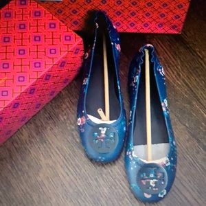 Tory Burch Minnie Floral Travel Logo Ballet Flay.